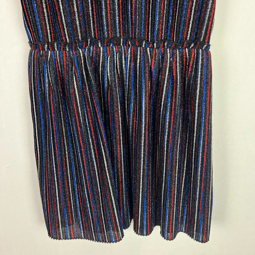 Tommy Hilfiger Metallic Sparkly Stripe Ruffle Dress Girl's Size Large L 12/14 W1 - Picture 3 of 11